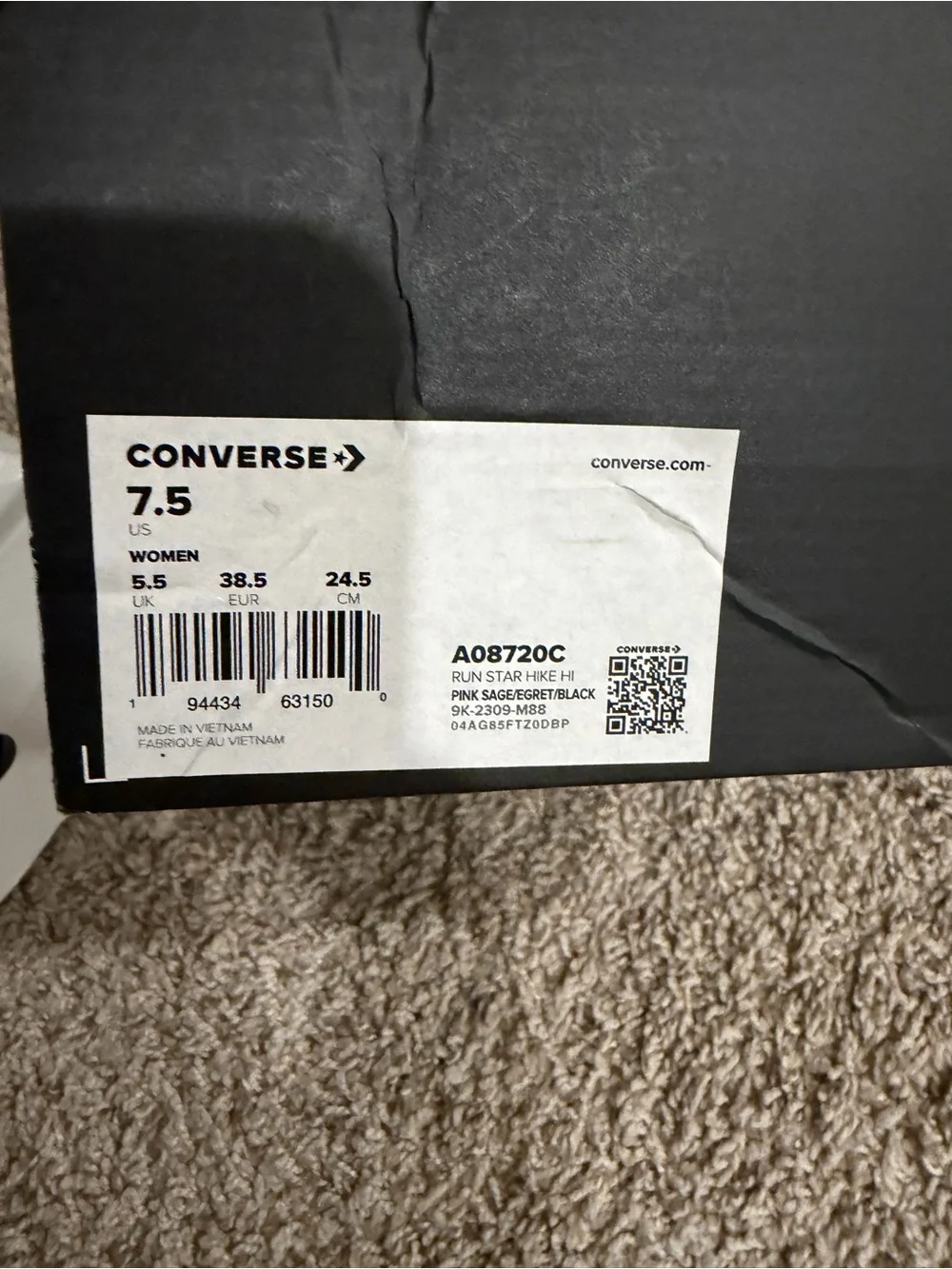 Converse Run Star Hike Quilted High Top Sneakers - Pink Size 7.5